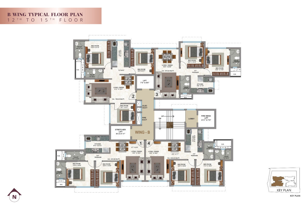  evara B Wing   Ground to 2nd Floor Cluster Plan