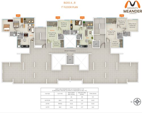  sanskruti-s-meander-wing-a Wing A Cluster Plan for 1st Floor