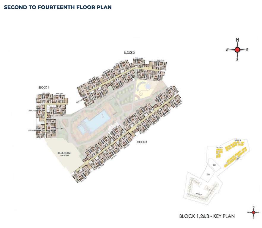  athens Block 1, 2 and 3 Cluster Plan from 2nd to 14th Floor
