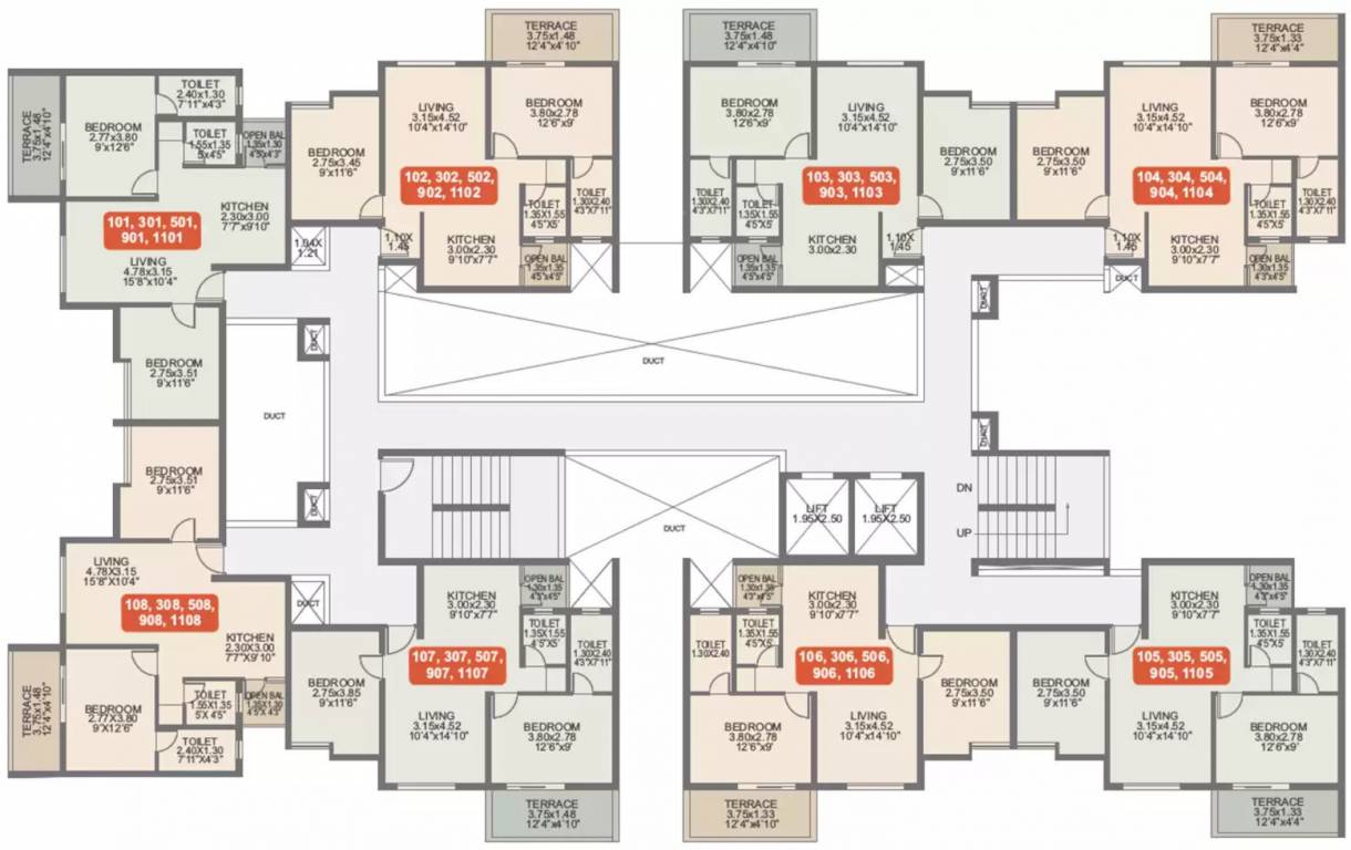 ananta Dummy Tower Cluster Plan from 1st, 3rd, 5th, 9th And 11th Floor