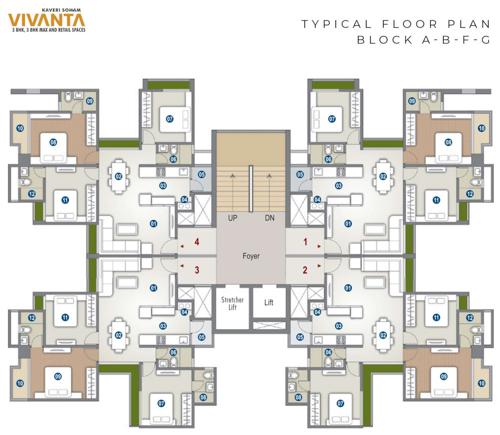  kaveri-soham-vivanta Block A, B, F, G Typical Cluster Plan