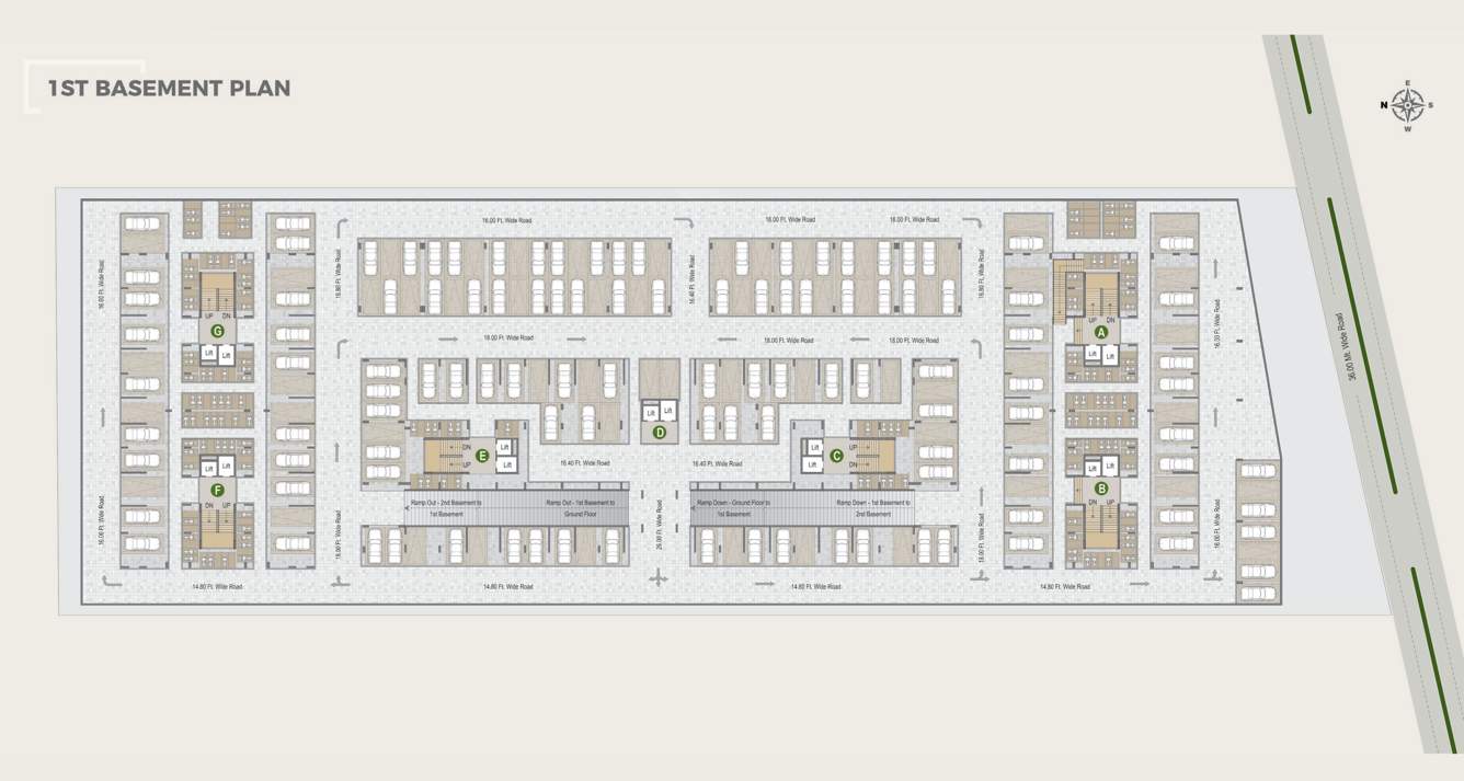  kaveri soham vivanta Block A To Block G Cluster Plan For 1st Basement  Floor
