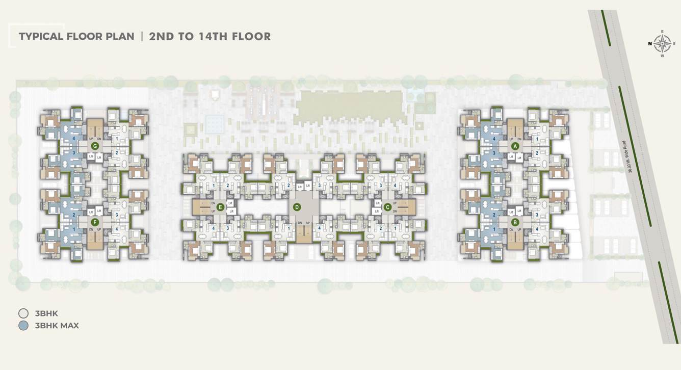  kaveri soham vivanta Block A To Block G Cluster Plan From 2nd To 14th Floor
