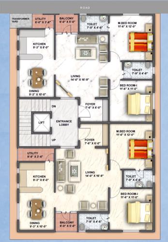  happy-homes-prithvi Happy Homes Prithvi Cluster Plan from 1st to 4th Floor