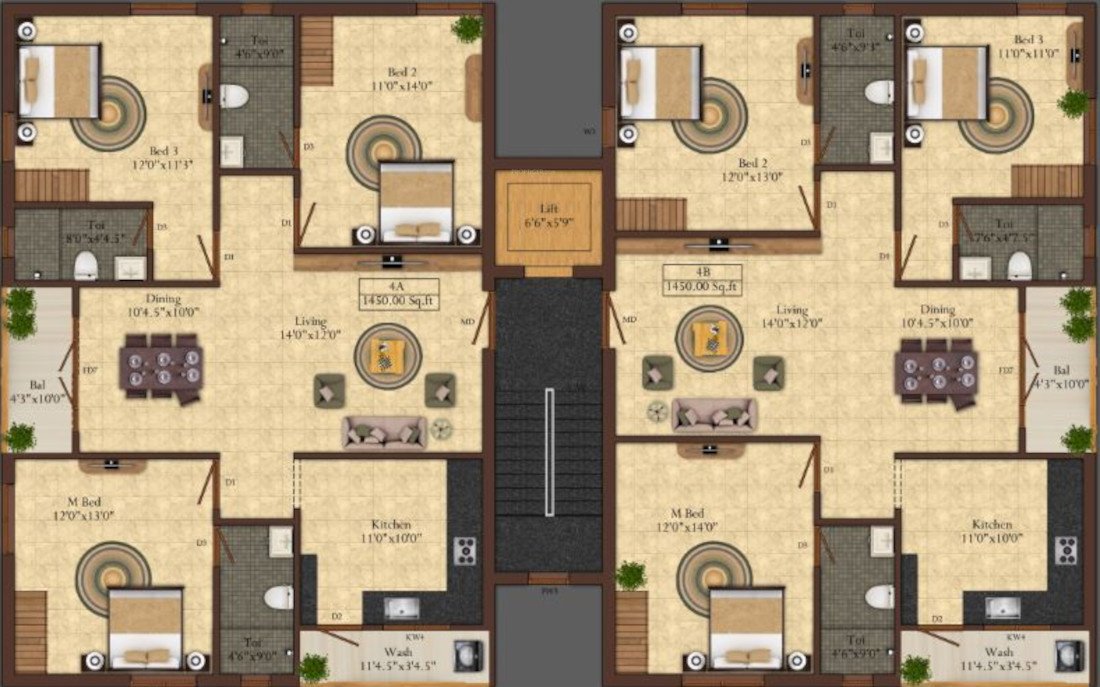  parijatham India Builders Parijatham Cluster Plan from 1st to 4th Floor