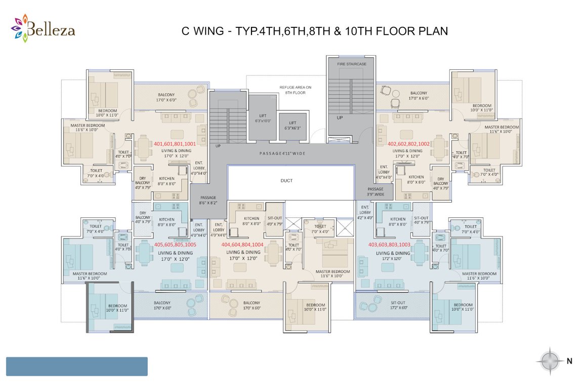  belleza c wing Belleza C Wing Cluster Plan 4th, 6th, 8th, And 10th Typical Floor