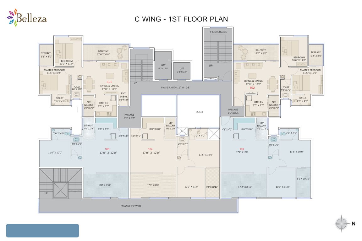  belleza c wing Belleza C Wing Cluster Plan for 1st Floor