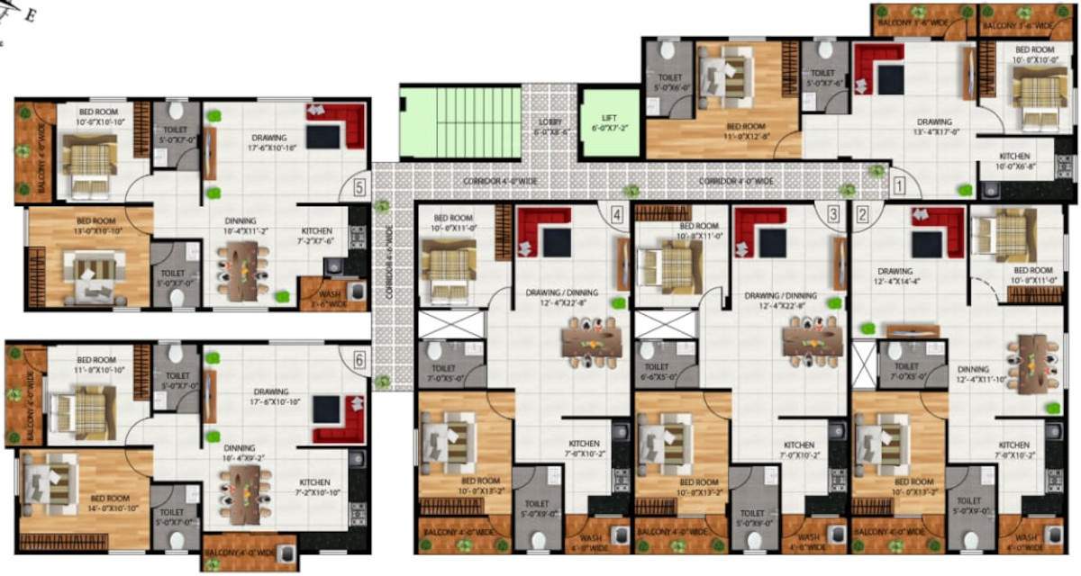  homes United Homes Cluster Plan from 1st to 5th Floor
