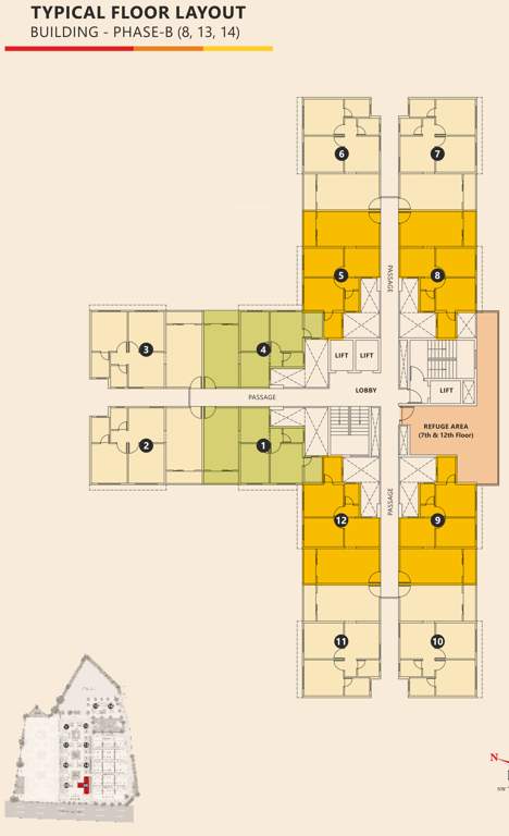  gg town wagholi phase b building 8 and 9 Building 8 Typical Cluster Plan