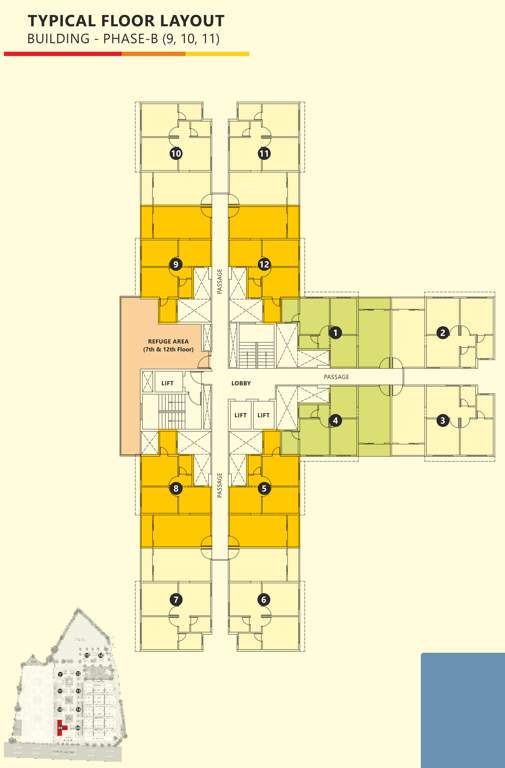  gg town wagholi phase b building 8 and 9 Building 9 Typical Cluster Plan