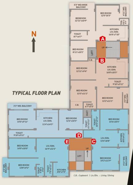  heights Heights Cluster Plan For Typical Floor