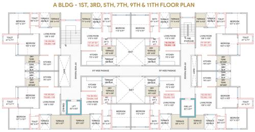  sapphire-towers A wing Cluster Plan for 1st, 3rd, 5th, 7th, 9th and 11th Floor