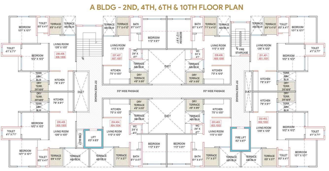  sapphire towers A wing Cluster Plan for 2nd, 4th, 6th and 10th Floor