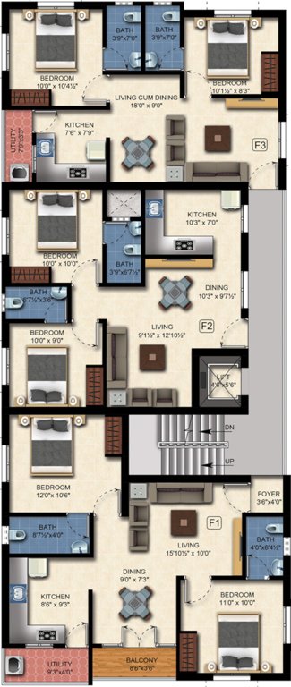  shashvath Green Shashvath Cluster Plan from 1st to 3rd Floor