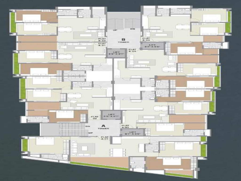  shrut ratnakar Block A And B Typical Cluster Plan From 1st to 7th Floor