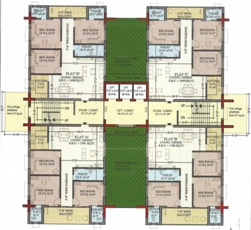  gulmohar-heights Gulmohar Heights Cluster Plan for 6th Floor