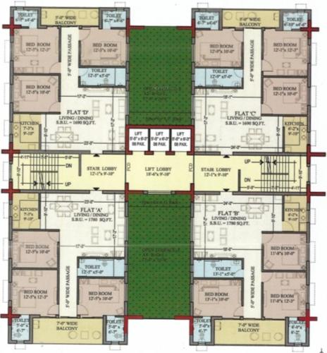  gulmohar-heights Gulmohar Heights Cluster Plan from 2nd To 5th And 7th To 9th Floor