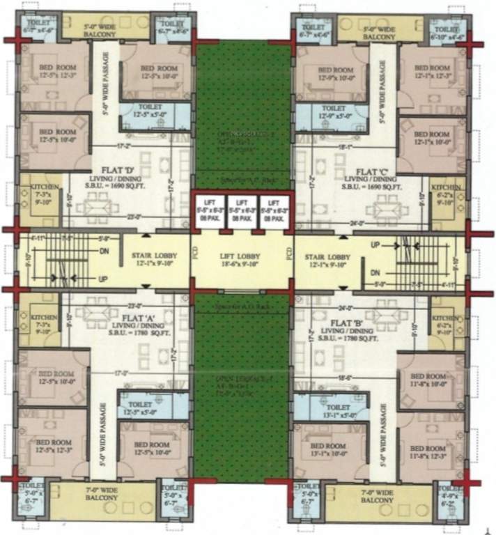  gulmohar heights Gulmohar Heights Cluster Plan from 2nd To 5th And 7th To 9th Floor