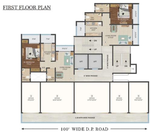  heights-wing-a Swastik Heights Wing A Cluster Plan for 1st Floor