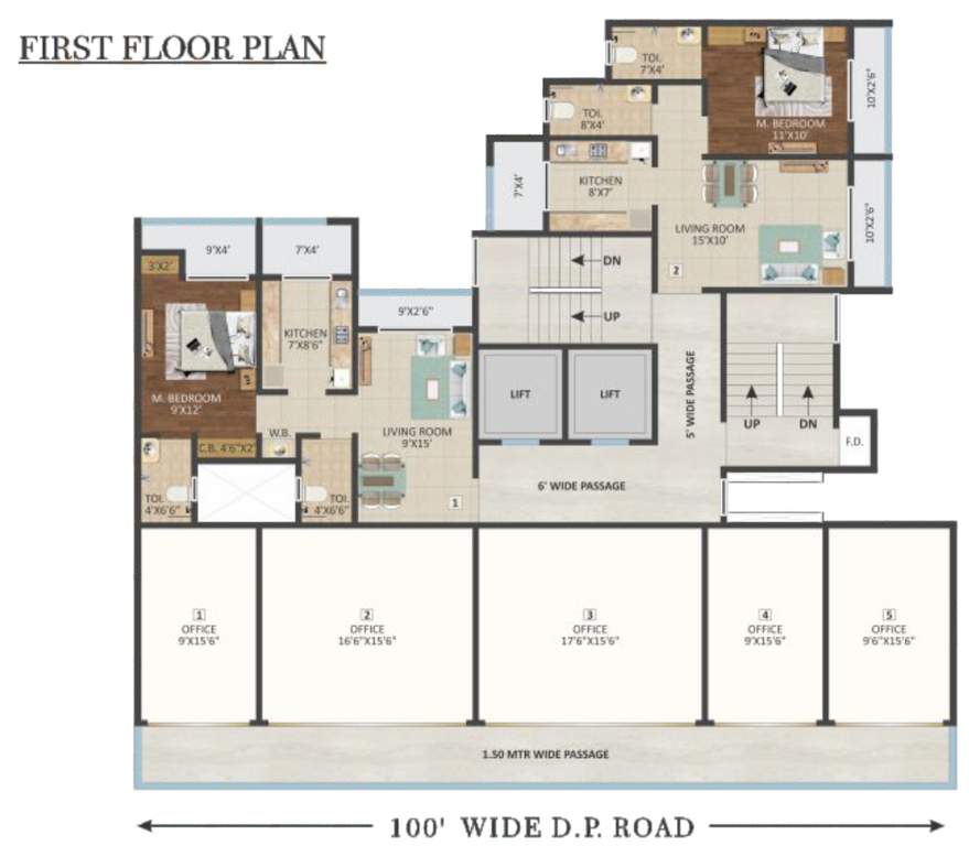  heights wing a Swastik Heights Wing A Cluster Plan for 1st Floor