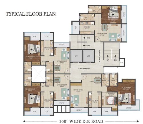  heights-wing-a Swastik Heights Wing A Cluster Plan for Typical Floor