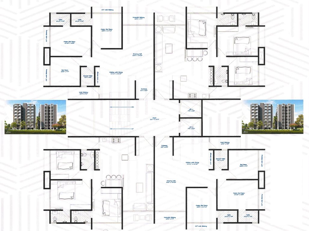  neelkanth residency Block A Typical Cluster Plan