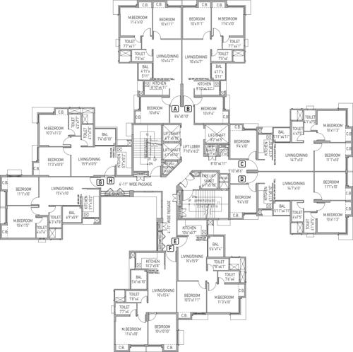  new-kolkata-sangam Tower 1 To 9 And 10 To 15 Cluster Plan For Typical