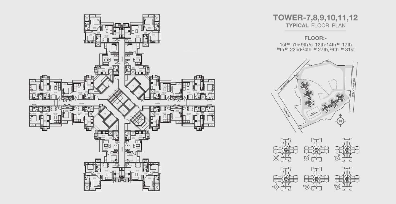 upavan Tower 7 To Tower 12 Typical Cluster Plan