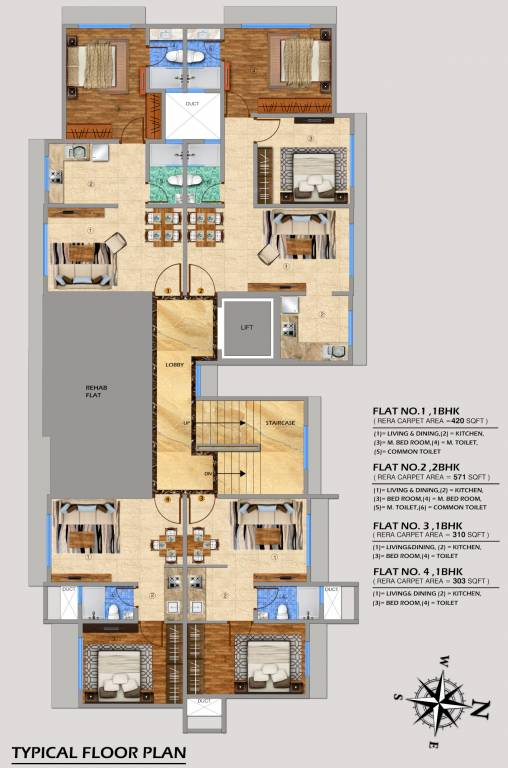  palash Sanghvi Palash Cluster Plan for Typical Floor
