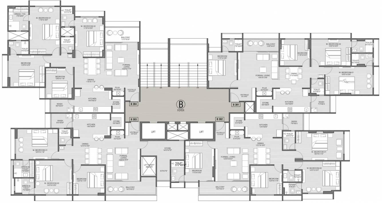 platinum Block B Cluster Plan for 3rd Floor