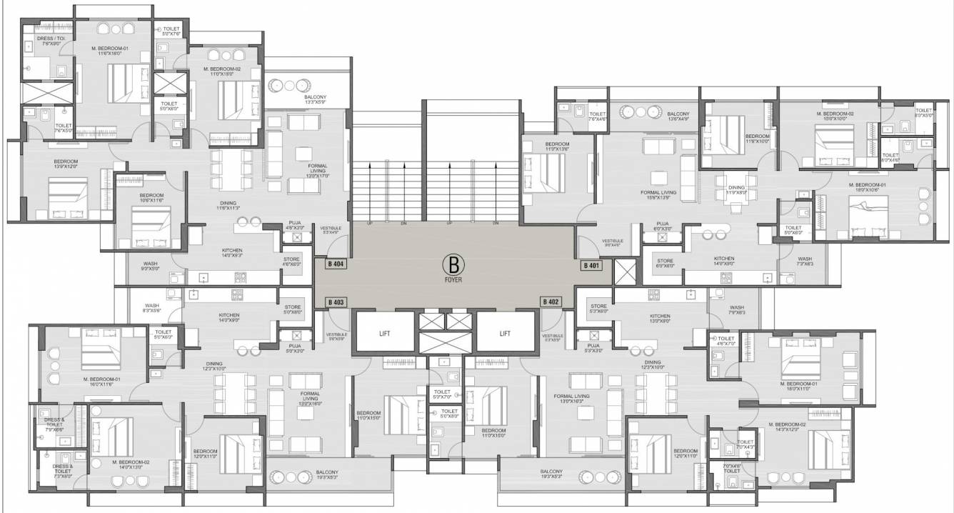 platinum Block B Cluster Plan for 4th Floor