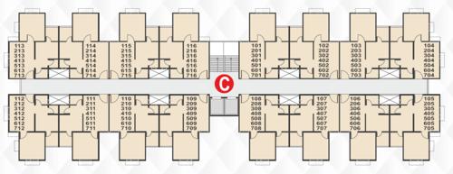  raj-apartment Block C Cluster Plan from 1st to 7th Floor