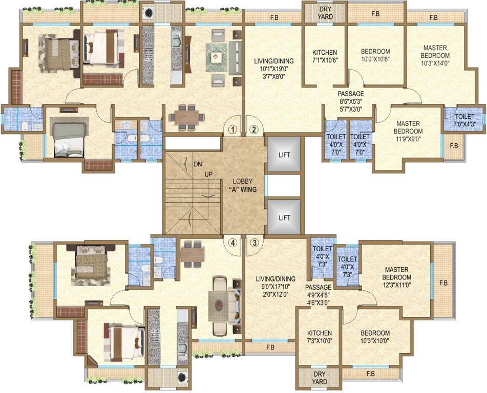  pinnacolo Wing A Cluster Plan from 1st to 22th Floor