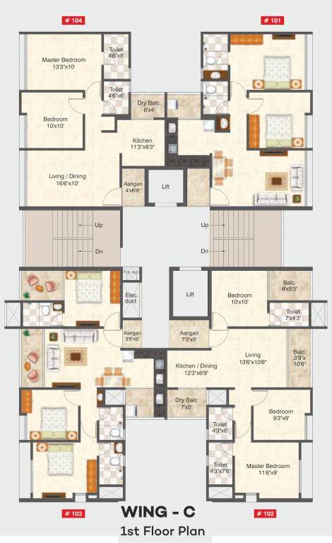  iconic Wing C Cluster Plan for 1st Floor