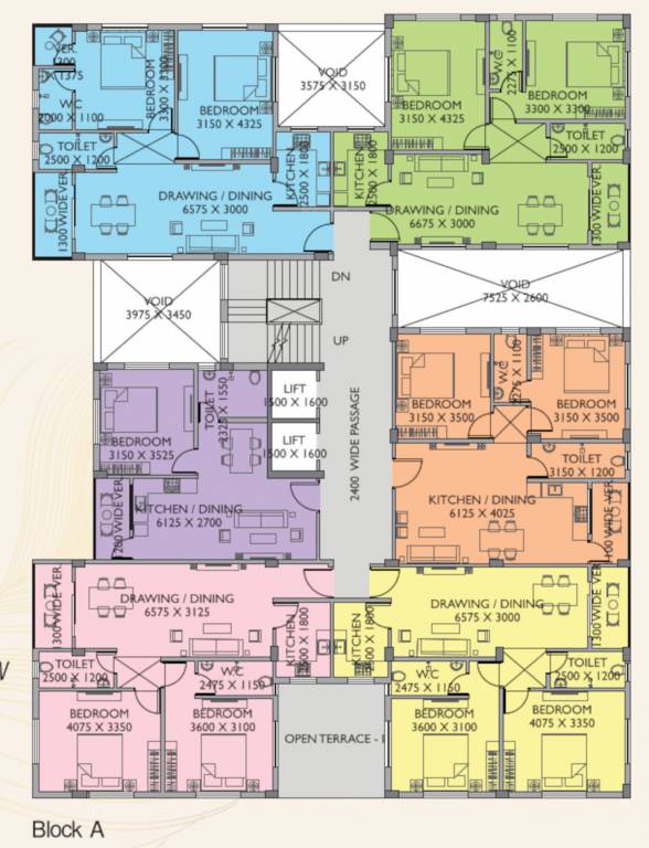  dwarka Block A Cluster Plan from 2nd to 4th Floor