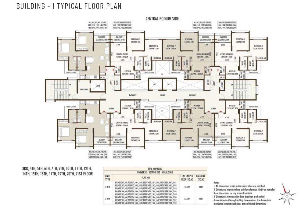  life republic sector r10 10th avenue universe phase i Building I Typical Cluster Plan