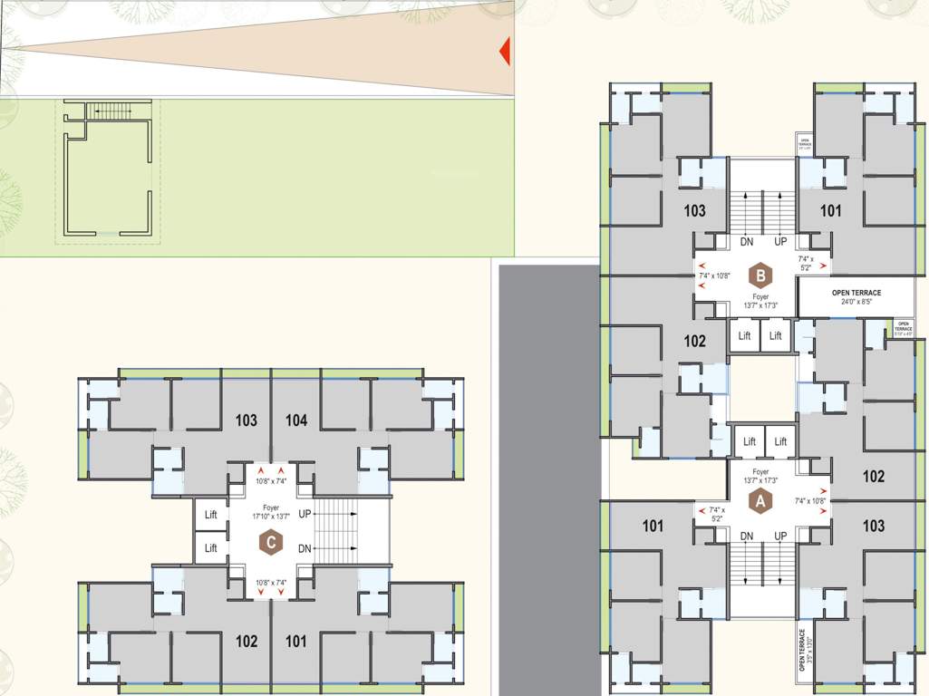  imperia Tower A,B,C Cluster Plan For 1st Floor