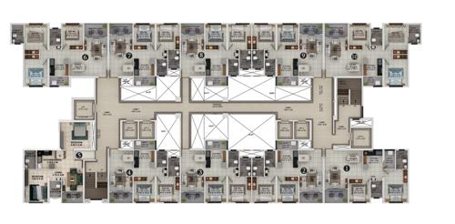  ganga-asmi Ganga Asmi Wing 1 , 18-23 Floors Cluster Plan