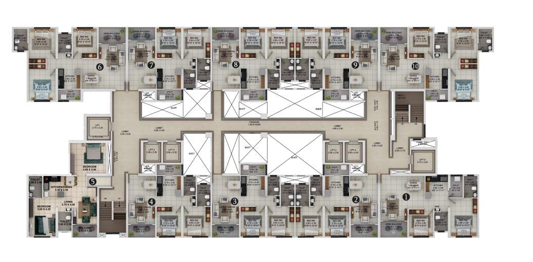 ganga asmi Ganga Asmi Wing 1 , 18 23 Floors Cluster Plan