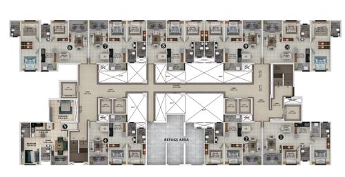  ganga-asmi Ganga Asmi Wing 1 , Podium -17 Floors Cluster Plan