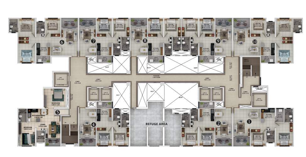  ganga asmi Ganga Asmi Wing 1 , Podium  17 Floors Cluster Plan