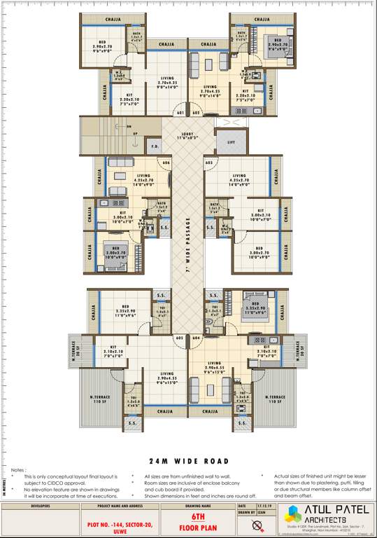  avenue Balaji Avenue Cluster Plan for 6th Floor
