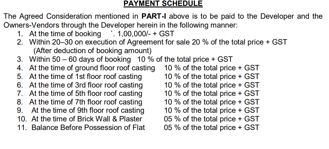 meena-pride Construction Linked Payment (CLP) Payment Plan
