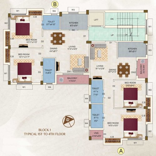  eden-petals Block 1 Cluster Plan from 1st to 4th Floor