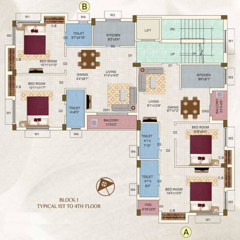  eden petals Block 1 Cluster Plan from 1st to 4th Floor