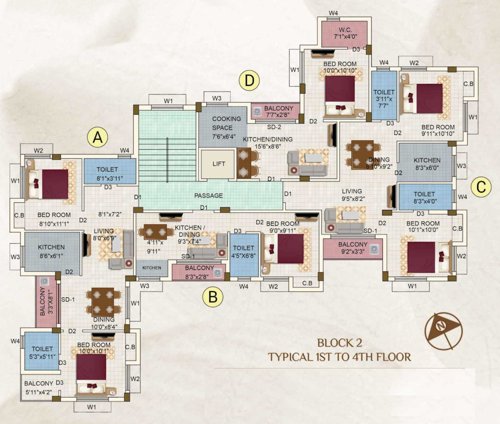  eden-petals Block 2 Cluster Plan from 1st to 4th Floor