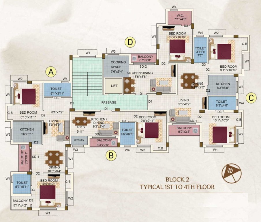  eden petals Block 2 Cluster Plan from 1st to 4th Floor