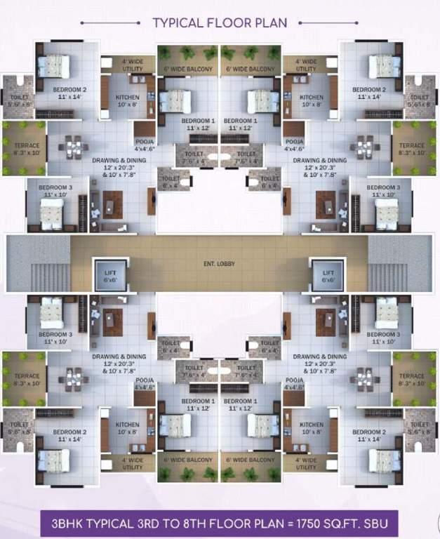 yogirajs suyog palace Shree Yogirajs Suyog Palace Cluster Plan from 3rd to 8th Floor