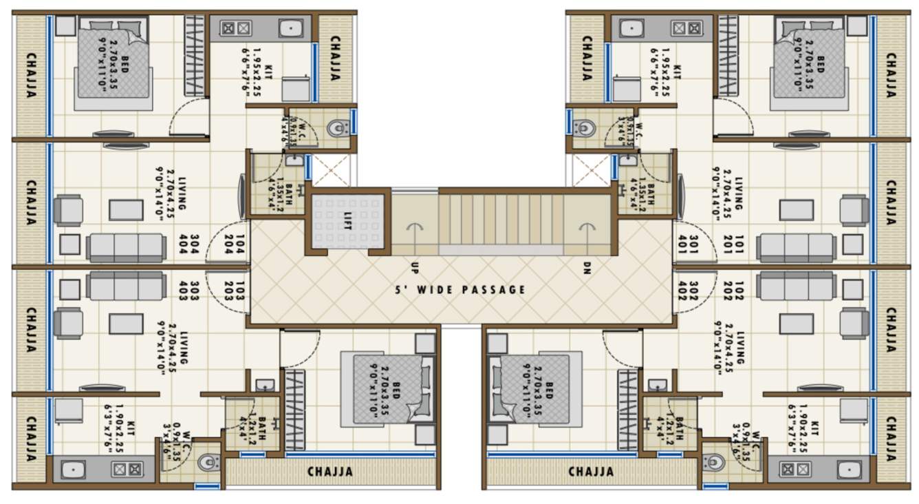  heritage Pride Heritage Cluster Plan from 1st to 4th Floor