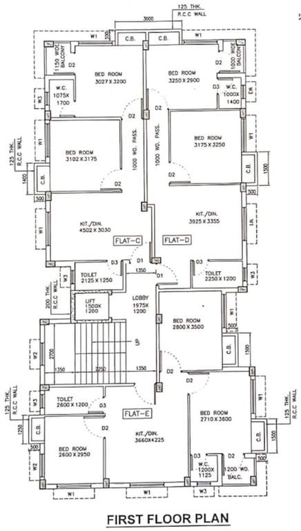  pannalal apartment Pannalal Appartment Cluster Plan for 1st Floor